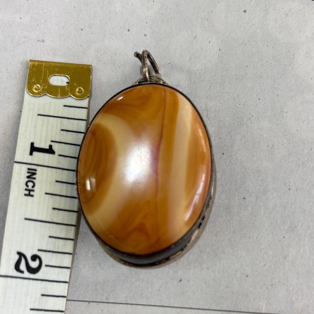 Sterling Pendant with Carnelian Oval Stone